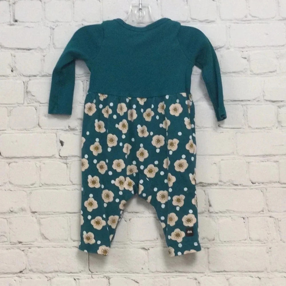 Like New Tea Collection Green Floral Romper size 0-3M - Picture 6 of 6